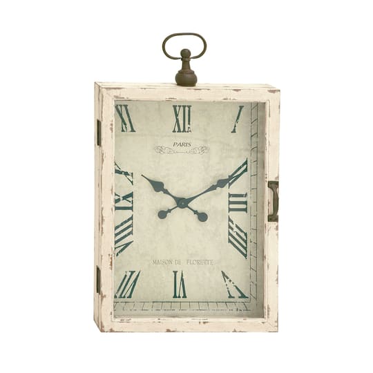 34&#x22; White Vintage Wood Wall Clock